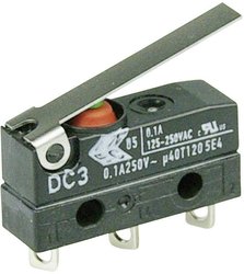 Mikroprzełącznik DC3C-A1LC 250 V/AC 0.1 A 1 x wł/(wł) ZF IP67 chwilowy 1 szt.