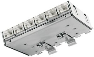 Minipanel krosowniczy Telegartner na 6 portów CAT 6a z wyposażeniem, z adapterem do szyn kapeluszowych Patchpanel Telegärtner J02021A0055, 6 Portów, 3 U