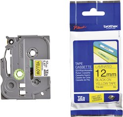Taśma do nadruku Brother TZE631, 12 mm x 8 m, Kolor taśmy: żółty / Kolor nadruku: czarny