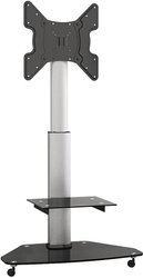 Przenośna podstawka do ekranów LCD 32 - 55'' (81 - 140 cm), obciążenie do 40 kg, wysokość kolumny teleskopowej: 730 - 1200 mm, 1 lagen do urządzeń AV z bezpiecznego szkła 6 mm, pochylenie: 45° Stojak na kółkach do telewizora My Wall HP1CL, 81,3 cm (32'')