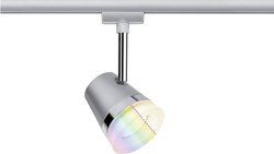 Reflektor na szynę URail Smart Home Zigbee Cone z oświetleniem RGBW GU10 350lm 5,5W RGBW 230V matowy chrom Lampa do systemu szynowego, wysokonapięciowego Paulmann 95525 GU10 350 lm chrom (matowy)