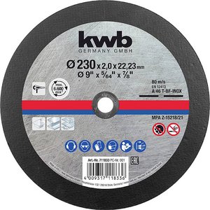 Tarcze tnące do obróbki stali nierdzewnej i stali Tarcza tnąca prosta kwb  711833 230 mm 1 szt.