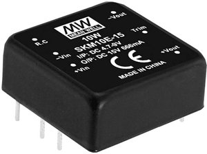 Seria modułów przetwornic MEANWELLL DC/DC SKM10 DIP 1''x1''' Obudowa Pojedyncze wyjście Stosunek napięcia wejściowego: 2:1 Moc: 10W regulowana Moduł przetwornicy DC/DC Mean Well SKM10E-05 SKM10E-05, 10 W, 2 A, 1 szt.