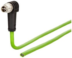 Kabel M12 Industrial Ethernet, kodowanie X, 5,0 m, wtyk M12 kątowy - wolny koniec kabla, kodowanie pod kątem 135°, PUR Kabel LAN Metz Connect 142M2XB0050, 1 szt., M12, CAT 6a, S/FTP, 5.00 m, zielony