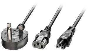 kabel Y LINDY 30374 [1x złącze męskie angielskie - 2x złącze żeńskie IEC C13, złącze żeńskie IEC C5] 2.50 m