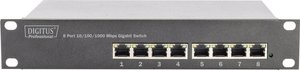 Digitus 10 cali 8-portowy przełącznik Gigabit Ethernet, 8 x 10/100/1000Mbp16,s RJ45, wbudowany zasilacz, wraz z Kąt 10'' Digitus DN-80114 Switch sieciowy 8 Portów 10 / 100 / 1000 MBit/s