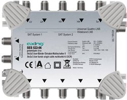Multiprzełącznik SAT, unikabel Axing SES 522-06 Wejścia (multi-switch): 5 (4 sat/ 1 naziemne) Ilość uczestników: 2
