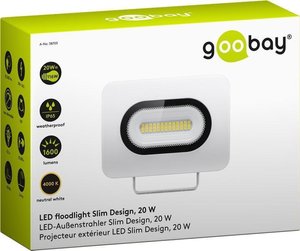 Reflektor zewnętrzny LED, 20 W, Goobay Slim Design