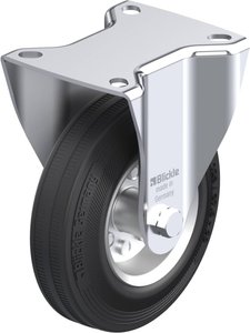 Rolka obrotowa przykręcana 125 mm gumowa, uchwyt z blachy stalowej, na łożysku ślizgowym