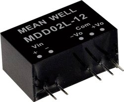 Moduły przetwornicy DC/DC MeanWell serii MDD02 SIP / SIL7 Case Dual Output: Moc 1:1: 2W: Nieregulowana Medical Moduł przetwornicy DC/DC Mean Well MDD02L-09 MDD02L-09, 2 W, 111 mA, 1 szt.