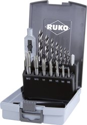 Zestaw baterii ręcznych HSS w plastikowej walizce - 15 szt. Komplet gwintowników ręcznych RUKO 259004RO 1 zest.