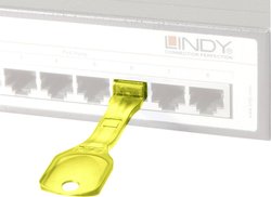 Blokada portu Lindy RJ45 (10 sztuk) z kluczem: kod ŻÓŁTY LINDY 40482