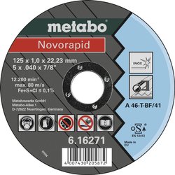 Tarcza tnąca prosta Metabo NOVORAPID 616271000 125 mm 1 szt.