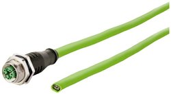 Kabel M12 Industrial Ethernet, kodowanie X, 2,0 m, gniazdo M12 proste - wolny koniec kabla, PUR Kabel LAN Metz Connect 142M2X20020, 1 szt., M12, CAT 6a, S/FTP, 2.00 m, zielony
