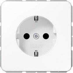 Jung CD1520KIWW Gniazdo uziemienia 16A 250V osłona styków biel alpejska Gniazdo z uziemieniem Jung CD1520KIWW śnieżnobiały