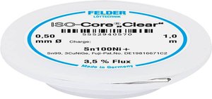 Cyna lutownicza Felder Löttechnik ISO-Core ''Clear'' Sn100Ni+ szpula Sn99,25Cu0,7Ni0,05   0.5 mm