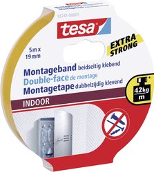 tesa Powerbond® Indoor — dwustronnie klejąca, bardzo mocna przyczepność (do 5 kg na 10 cm taśmy montażowej) Taśma montażowa tesa tesa® Powerbond 55741-00001-03 INDOOR (D x S) 5 m x 19 mm 5 m 1 szt.