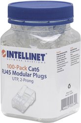 Zestaw Intellinet, 100 szt., wtyk modułowy RJ45 UTP, 2-punktowy rdzeń żył do skrętki 100 wtyku PRO Beche Złącze męskie RJ45 Intellinet 502344, CAT 3, CAT 4, CAT 5, CAT 5e, CAT 6, piny:8P8C, 100 szt.