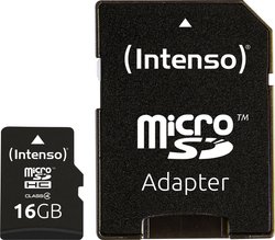 Karta pamięci microSDHC Intenso 3403470, 16 GB, Class 4, 21 MB/s / 5 MB/s, adapter SD