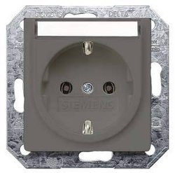 DELTA i-system, gniazdo Schuko z węgla metalicznego 10/16A 250V Z bezśrubowym. Gniazdo podtynkowe Siemens 5UB1923 karbonowy