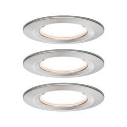 Oprawa wpuszczana LED 3-Step-Dim Nova Zestaw podstawek do monet sztywny IP44 okrągła 78mm Coin 3x6W 3x460lm 230V 2700K szczotkowane żelazo Wbudowane oświetlenie łazienkowe Paulmann Nova 93494 LED LED 18 W żelazowy (szczotkowany) 470 lm