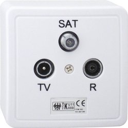 Gniazdo antenowe SAT podtynkowe / natynkowe białe Złącze SAT REV 0500439551