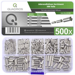 Zestaw końcówek rurkowych Quadrios 22C484 22C484, Bez izolacji, 500 szt.