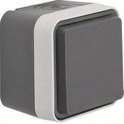 Gniazdo sieciowe z klapką, W.1 powierzchniowy Berker 47633505, IP55, 250 V/AC, szary, szary błyszczący