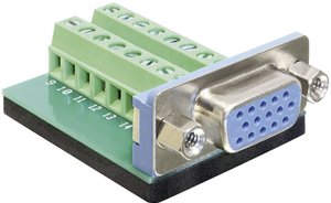 Złącze męskie VGA 65170 Delock 65170 złącze żeńskie do wbudowania pionowego Ilość styków: 16  srebrny 1 szt.