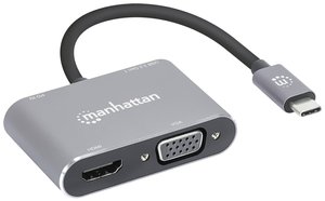 Stacja dokująca do notebooka Manhattan Stacja dokująca do notebooka USB-C to HDMI & VGA 4-in-1 Docking-Konverter zasilanie USB-C®