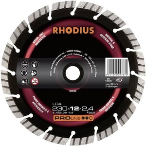 Rhodius 303164 LD4 Tarcza tnąca diamentowa Średnica 230 mm Średnica otworu 22.23 mm naturalny kamień 1 szt.