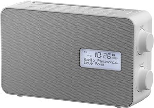 Cyfrowe radio Panasonic RF-D30BTEG-w z Bluetooth (DAB+, FM, zasilanie sieciowe i bateryjne, ochrona przed wodą rozbryzgową, AUX, funkcja budzenia, minutnik kuchenny), białe Radio kuchenne Panasonic RF-D30BTEG-W DAB+, UKW funkcja budzika, ochrona przeciwbr