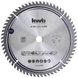 kwb 587168 stolarzy brzeszczot tarczowy drewno / drewno liściaste 200 x 16 mm tnie dużą liczbę 64 zęby precyzyjne brzeszczot Z-64 Fine 200 x 16 Tarcza tnąca z węglików spiekanych kwb  200 x 16 mm 1 szt.
