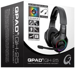 Zestaw słuchawkowy Over Ear QPAD QH25 9J.H3593.H25 7.1 Surround czarny, rgb