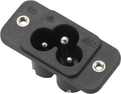 Złącze IEC C6, wtyk, do zabudowy w pionie całkowita ilość biegunów: 2 + PE 2.5 A, czarny, 1 szt.