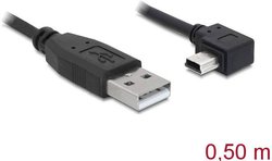 Kabel USB Delock DELOCK Kabel USB 2.0-A>USBmini 5pin 0,5m, USB 2.0, Złącze męskie USB-A, Złącze męskie USB Mini-B, 0.50 m
