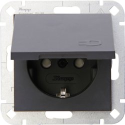 Gniazdo sieciowe z klapką Płytka przycisku Kopp HK 07 940115001, antracytowy