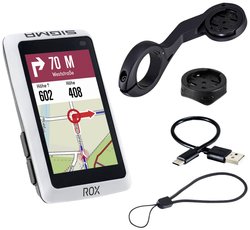Sigma Sport ROX 12.1 EVO Basic Set White - komputer rowerowy GPS z mapami zoptymalizowanymi pod kątem roweru Nawigacja rowerowa Sigma ROX 12.1 EVO Basic Set - White Bluetooth®, GPS, GLONASS