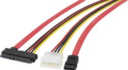 Kabel SATA Renkforce RF-4212171[1x złącze żeńskie SATA 7-pin, złącze męskie IDE 4-pin - 1x złącze żeńskie SATA 15+7-pin], 0.50 m