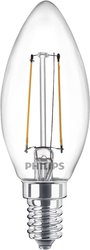 Philips LEDclassic Żarówka B35 2W Zamienne 25W E14 Ciepła Biel (2700K) (2700K) 250 Lumen Świeca Zestaw 2 szt. Żarówka LED Philips Lighting 77753100 E14 2 W = 25 W 250 lm ciepła biel 1 szt.