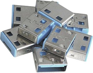 Blokada portu Lindy USB (10 sztuk) BEZ klucza: Kod NIEBIESKI Blokada portu USB LINDY 40462