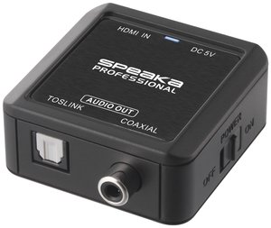 Konwerter HDMI, S/PDIF, Toslink SpeaKa Professional SP-10094288, [1x złącze żeńskie HDMI - 2x złącze żeńskie koncentryk, złącze żeńskie optyczne/TOSLINK (ODT)]