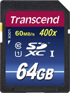 Karta pamięci SDXC Transcend TS64GSDU1, 64 GB, Class 10, UHS-I, 90 MB/s / 25 MB/s