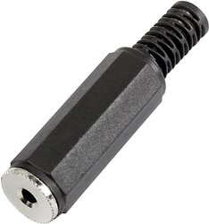 Złącze jack, 2,5 mm gniazdo proste, ilość biegunów: 2 Mono czarne 1 szt.