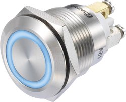 Przełącznik wciskany TRU COMPONENTS GQ19F-10E/B/12V/S 1273005, 19 mm, 48 V/DC, 3 A, 1 szt.