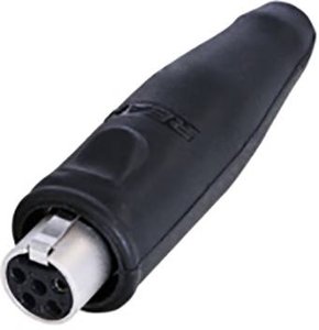 Gniazdo panelowe 5-pinowe, TINY, IP65, zaciski do lutowania, obudowa chromowana na czarno, styki złocone Złącze męskie XLR Rean AV RT5FC-B-W RT5FC-B-W, złącze żeńskie do wbudowania, 1 szt.