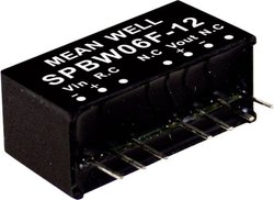 Seria modułów przetwornic MEANWELLL DC/DC SPBW06 SIP8/SIL8 Obudowa Pojedyncze wyjście Stosunek napięcia wejściowego: 4:1 Moc: 6W regulowana Moduł przetwornicy DC/DC Mean Well SPBW06G-05 SPBW06G-05, 6 W, 1.2 A, 1 szt.