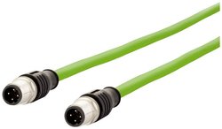 Kabel Ethernet przemysłowy M12, kodowanie D, 1,0 m, złącze proste M12 - złącze proste M12, łańcuch kablowy, PUR Kabel LAN Metz Connect 142M1D11010, 1 szt., M12, CAT 5e, SF/FTP, 1.00 m, zielony