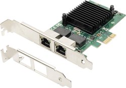 Karta Digitus Gigabit Ethernet PCI Express, 2-portowa 32-bitowa, osłona gniazda low profile, zestaw Intel Karta sieciowa Digitus DN-10132 10 / 100 / 1000 MBit/s PCI-Express