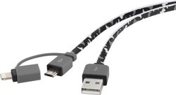 Kabel Apple iPad/iPhone/iPod Renkforce  RF4145364 [1x złącze męskie USB-A 2.0 - 1x złącze męskie Micro-B USB 2.0, złącze męskie Lightning] 0.20 m